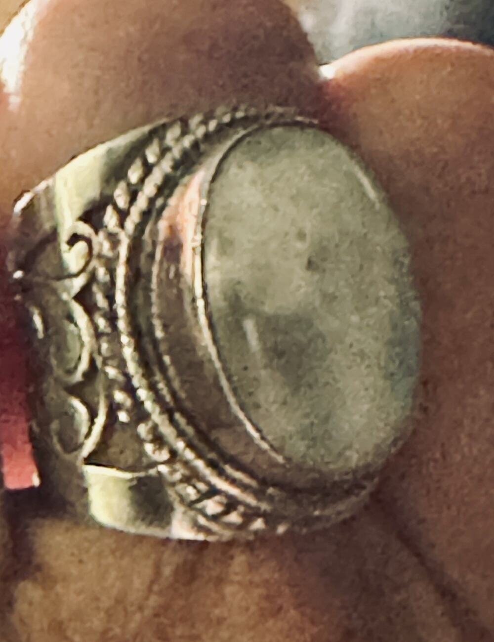 Vintage 925 Sterling Silver Natural Moonstone Statement Ring Size 8 13g Boho